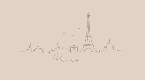 City silhouette paris in pen line style drawing with brown lines on beige background Paris Doodles, Paris Drawing, Paris Tattoo, City Silhouette, City Background, City Drawing, Brown Line, Paris Aesthetic, Beige Background