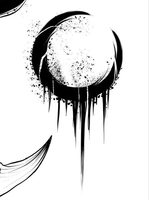 Black Out Cover Up Tattoos For Women, Void Tattoo Ideas, Void Tattoo Cover Up, Gothic Moon Tattoo, Creepy Moon Tattoo Designs, Gothic Abstract Tattoo, Bone Island, Void Art, Gotik Tattoo