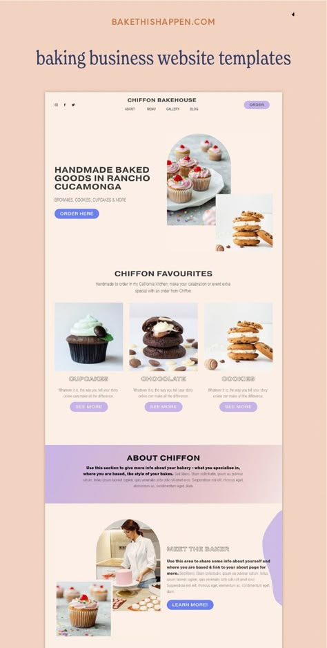 Bakery Website Template Simple to Use Beauty Landing Page, Selling Website Templates, Ecommerce Landing Page, Mobile App Landing Page, Landing Page Ui Design, Bakery Website, Landing Zone, Landing Page Ui, Food Web Design