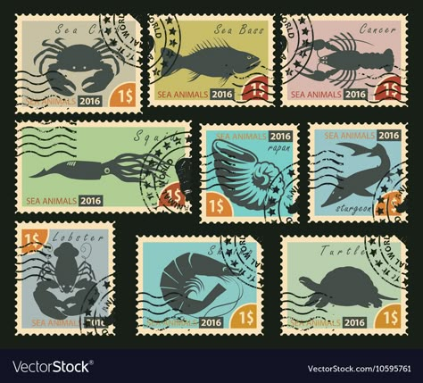 Vintage Stamp Illustration, Post Stamp Design, Stamp Illustration, Animal Stamps, Postage Stamp Design, Postal Vintage, Postage Stamp Art, Stamp Projects, Post Stamp