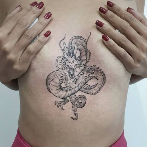 Shenron Dragon Tattoo, Shenron Tattoo Design, Dragon Tattoo Ideas For Women, Elegant Dragon Tattoo, Dragon Ball Z Shenron Tattoo, Dragon Ball Z Shenron Tattoo Design, Shenron Back Tattoo, Shenron Tattoo, Elegant Tattoo Ideas