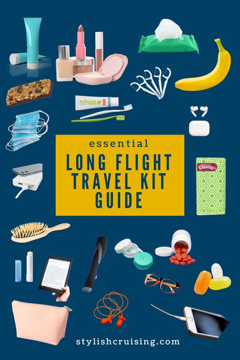 Discover how to make the ultimate travel kit for long flights with our guide. Packed with tips on selecting the right items, from comfort essentials to entertainment must-haves, this article ensures your long haul flight travel kit is perfectly curated for a smooth and enjoyable journey. Best Travel Accessories For Long Flights, Overseas Flight Essentials, Long Flight Must Haves, In Flight Essentials, Long Flight Essentials, Long Haul Flight Tips, Long Haul Flight Essentials, Cruise Packing Tips, First Class Flights