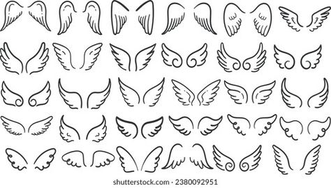 Wings icon black simple set. Sign design elements. Winged line logo, angel or feather bird two wing. Modern minimalistic icons abstract vector Drawing Wings Angel, Angel's Wing Tattoo, Angle Wing Reference, Angel Wings Simple Tattoo, Angel Wing Doodle, Simple Wing Design, Simple Wing Tattoo Designs, Small Angel Wings Tattoos, Simple Angel Wings Drawing