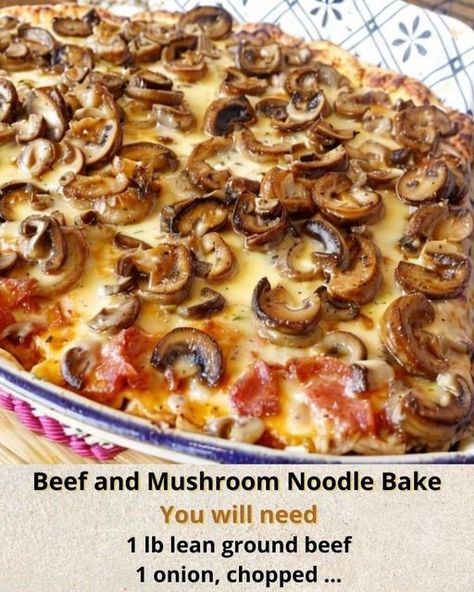 Ashley’s Recipes | Beef and Mushroom Noodle Bake | Facebook Casserole With Beef, Beef Taco Seasoning, Noodle Bake, Beef Taco, Recipes Beef, Noodle Casserole, Sliced Mushrooms, Mixed Vegetables, Mushroom Soup