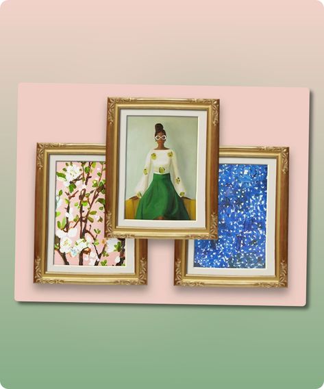 Sims 4 Furniture CC: Anthropologie Paintings In Gold Frame By Simplisticsims4 Sims 4 Painting Cc Maxis Match, Painting Cc Sims 4, Sims 4 Painting Replacement, Sims 4 Cc Maxis Match Paintings, Sims 4 Easel Painting Replacement, Model Nails, Dark Fairy, Cartoon Posters, Cute Paintings