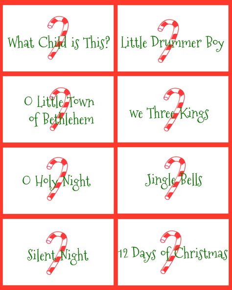 Here's a fun and easy game to play at your next family Christmas party!   My mom asked each of us children to plan a game for our family Christmas party.  I wanted something that wouldn't too much running around/craziness since that's not really our family's personality. I came up with a Christmas Carol version … Christian Christmas Activities, Family Christmas Party Games, Christmas Carol Game, Geek Christmas, What Child Is This, Xmas Games, We Three Kings, Minute To Win It Games, Free Printable Games