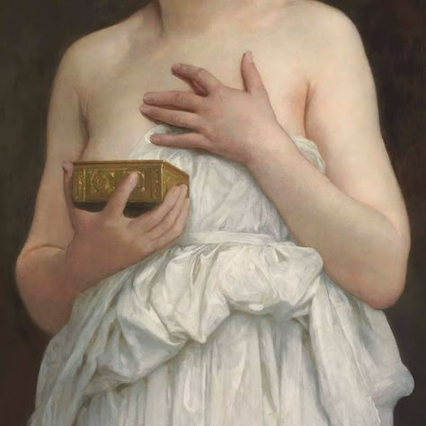 Pandore (1890) William Bouguereau (French, 1825-1905) Adolphe Bouguereau, Pre Raphaelite Art, Cupid And Psyche, William Adolphe Bouguereau, Rennaissance Art, Pandora's Box, Academic Art, Aesthetic Painting, Aesthetic Pastel Wallpaper