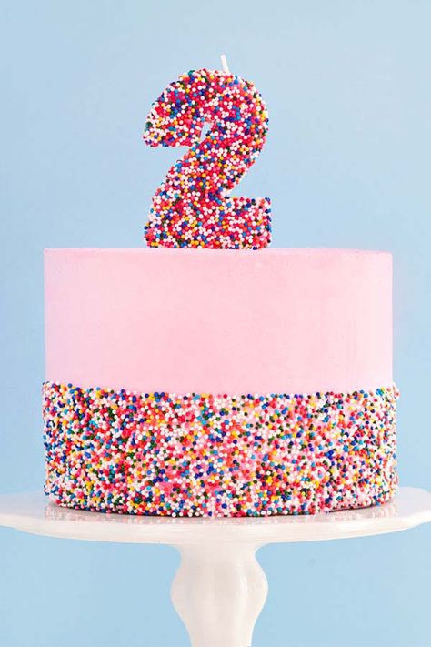 Do It Yourself Cake with Buttercream Frosting Birthday Cake Sprinkles, Sprinkles Candle, Sprinkles Birthday Cake, Diy Sprinkles, Cake Sprinkles, Diy Cupcakes, Sprinkle Cake, Birthday Cake With Candles, 1st Birthday Cake