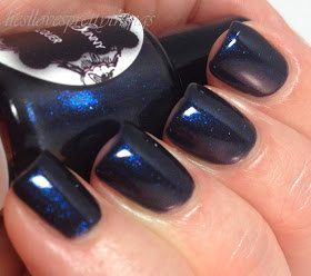 Black Gives Way To Blue  5mL  Mini polish by HoneyBunnyLacquer, $3.00 Black Shimmer Nails, Dark Gel Nails, Blue Gel Nails, Shimmer Nail Polish, Handmade Makeup, Nail Shimmer, Black Nail Polish, July Nails, Nail Ring