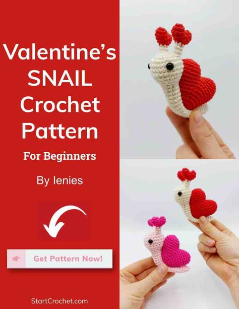 Valentine's Snail Crochet Pattern Etsy Crochet Valentine Stuffed Animals, Easy Valentines Crochet Patterns, Heart Snail Crochet Pattern, Quick Crochet Valentine Gifts, Valentines Free Crochet Patterns, Free Valentine’s Day Crochet Patterns, Valentines Crochet Ideas For Him, Easy Valentines Crochet, Valentines Day Amigurumi Free Pattern