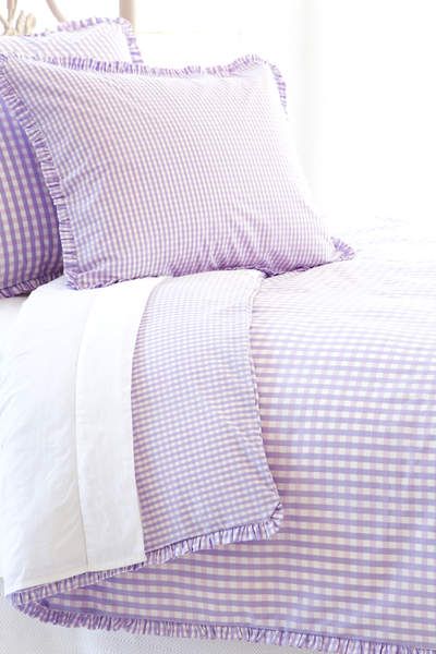 Pine Cone Hill Lilac Gingham Gingham Bedding, Lilac Gingham, Lavender Bedding, Vibe Bedroom, Dorm Room Styles, Purple Gingham, Purple Bedrooms, Pine Cone Hill, Purple Bedroom