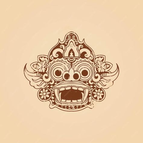 Premium Vector | Balinese barong mask grunge texture vector illustration History Fair Projects, Balinese Tattoo, Indonesian Design, Barong Bali, Mask Drawing, Indonesian Art, Mask Tattoo, Graphic Novel Art, Texture Vector