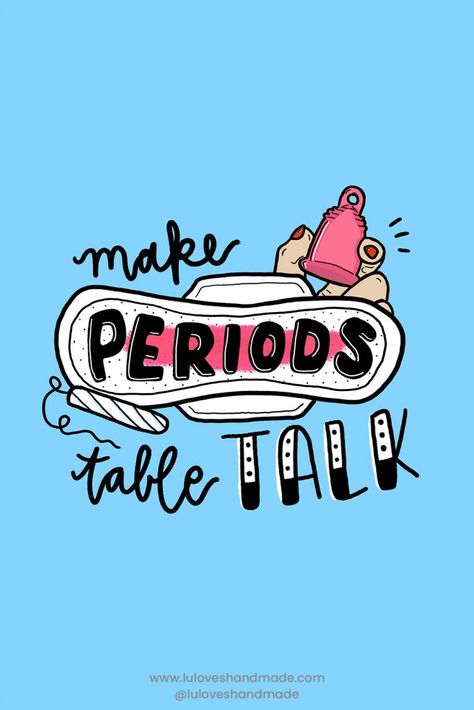 Make Periods Table Talk - Illustration via Luloveshandmade Menstruation Illustration Art, Period Illustration Art, Period Empowerment, Menstruation Illustration, Talk Illustration, Menstrual Hygiene, Period Art, Yellow Aesthetic Pastel, Period Humor