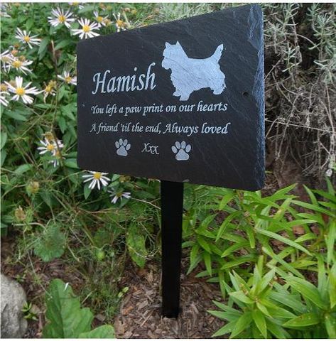 Personalised Engraved Slate Pet Memorial Grave Marker Plaque Dog Cat Rabbit Pet Cat Grave Marker, Metal House Signs, Pet Memorial Plaque, Wood Stake, Personalised Signs, Cat Rabbit, Highlands Terrier, Memorial Plaque, Memorial Stones