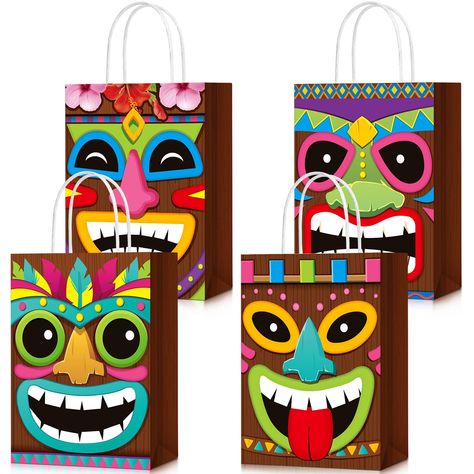 PRICES MAY VARY. Rich in Choices: the package includes 24 pieces Tiki Luau gift bags with handles in 4 different styles, 6 pieces of each style; The size of each gift bag is about 8.3 x 5.9 x 3.2 inches, enough for you to entertain many guests at Hawaiian Aloha parties Tiki Totems Design: the tropical gift bags are designed with classic Tiki totems, hibiscus decorations and rich tropical colors; These Tiki totem bags are nice party favor bags and will make your parties more eye catching, so let' Tiki Totem, Hawaiian Party, Candy Bags, Treat Bags, Gift Bags, Handles, Candy, Festival, Party Supplies