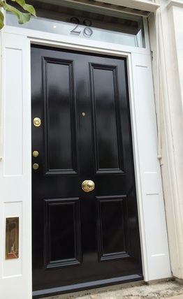 Gallery of Traditional Doors | Traditional Garage Doors- Cerberus Doors Bold Front Door, Landing Stairs, Black Front Door, Regency House, New Front Door, Victorian Door, Black Front Doors, Security Doors, Front Door Ideas