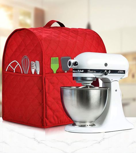 Stand Mixer Cover compatible with Kitchenaid Mixer, Fits All Tilt Head & Bowl Lift Models,The Fabric Is Pure Cottot,100% Cotton is Padded?Fine, Soft, Not Easy to Fade, Not Easy To Pilling. (Fits for 4.5-Quart and All 5-Quart, Red) Stand Mixer Cover, Mixer Cover, Tilt Head, Kitchenaid Mixer, Disposable Cups, Stand Mixer, Mixing Bowls, Kitchen Aid Mixer, Cooking Tools