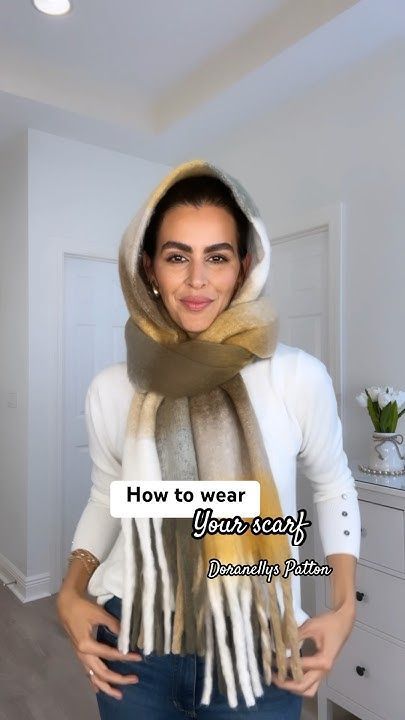 HOW TO STYLE YOUR WINTER SCARF | Doranellys Patton #scarf #winter #diy #shortsfeed #hacks #tutorial Scarf Ideas How To Wear A, Swimsuit Coverup Ideas, Scarfs Ideas, How To Wear A Blanket Scarf, Coordinates Outfits, Scarf Ideas, Silk Chiffon Scarves, Trendy Denim, Faded Jeans