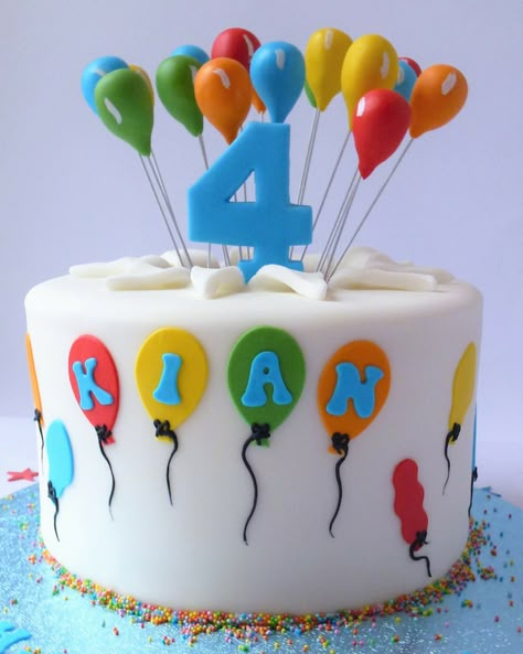 Balloon Cakes Birthday, 2nd Birthday Cake Balloons, Balloon Themed Birthday Cake, Birthday Cake For Boys 2nd, Balloon Cake Ideas, Balloon Cake Design, Simple Birthday Cake For Boys, Balloon Theme Cake, First Birthday Cake Boy