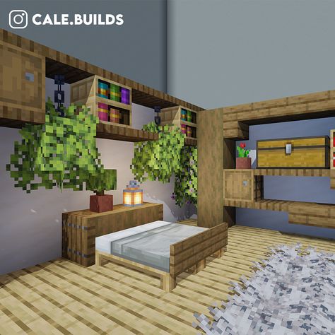 Bedroom design with some wall decorations Minecraft Decor Ideas Bedroom, Bed Minecraft Design, Minecraft Double Bed Ideas, Curtains Minecraft, Small Minecraft Bedroom, Cute Minecraft Rooms, Minecraft Ideas Decoration Room, Bedroom Design Minecraft, Modern Minecraft Bedroom