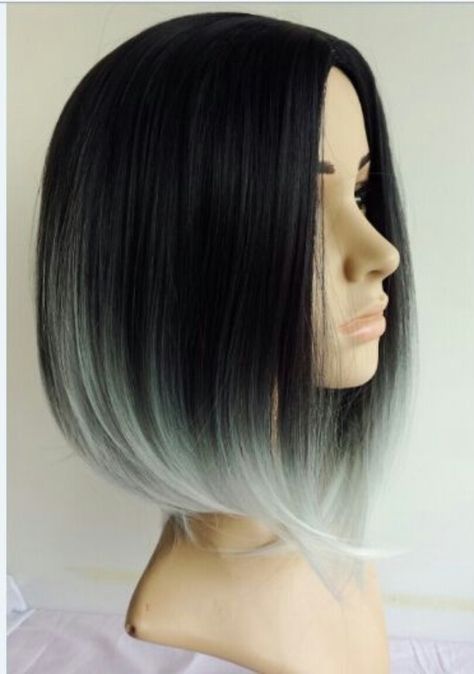 Black silver ombre Bob Ombré Short Hair, Grey Ombre Hair, Ombre Blond, Ombre Bob, Crochet Hair Extensions, Silver Ombre, Silver Hair Color, Grey Ombre, Super Hair