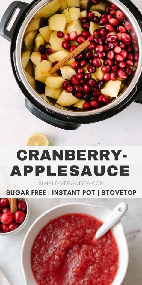 Cranberry Applesauce, Preserves Recipes, Vegetarian Cabbage Soup, Cranberry Apple Sauce, Simple Veganista, Crockpot Slow Cooker, Clean Eating Vegetarian Recipes, Clean Eating Vegetarian, Clean Eating Vegan