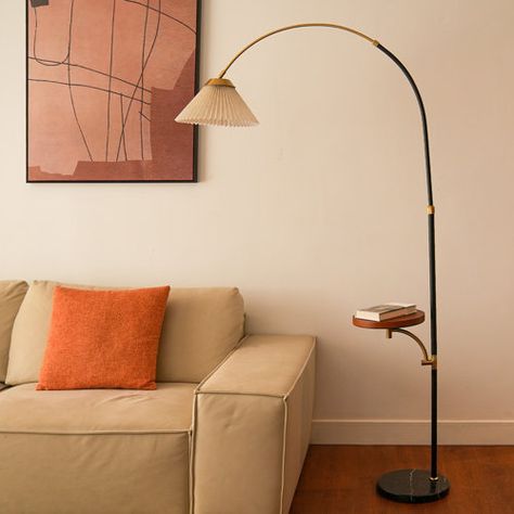 Everly Quinn Muriel 60" Arched Floor Lamp | Wayfair Living Room Lighting Floor Lamps, Arched Lamp Living Room, Mcm Floor Lamp, Living Room Lamps Floor, Arching Floor Lamp, Munich Apartment, Bedroom Lamp Ceiling, Arched Lamp, Retro Floor Lamp