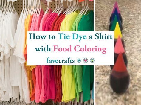 How to Tie Dye a Shirt with Food Coloring Food Coloring Tie Dye, How To Dye Clothes, Homemade Tie Dye, Dye Clothes, Ty Dye, Diy Tie Dye Designs, Tie Dye Patterns Diy, Diy Tie Dye Shirts, Tie Dye Crafts