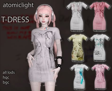 T-DRESS | Atomiclight Sims 4 Cc Clothes Baddie, Sims Baddie, Ts4 Mods, Sims 4 Tattoos, Sims 3 Cc Finds, Sims 4 Anime, Cc Clothes, Sims 4 Body Mods, Sims 4 Expansions