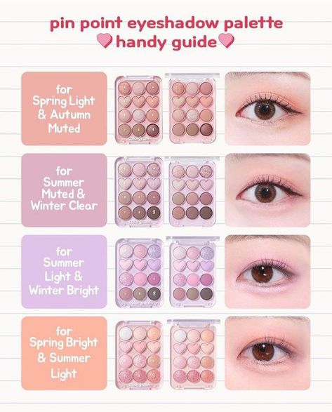 Mute Summer Pallete, Soft Summer Korean Makeup, Spring Tone Makeup, Summer Mute Makeup, Mute Summer Makeup, Soft Winter Makeup, Soft Summer Color Palette Makeup, Cool Tone Eye Makeup, Light Summer Color Palette Makeup