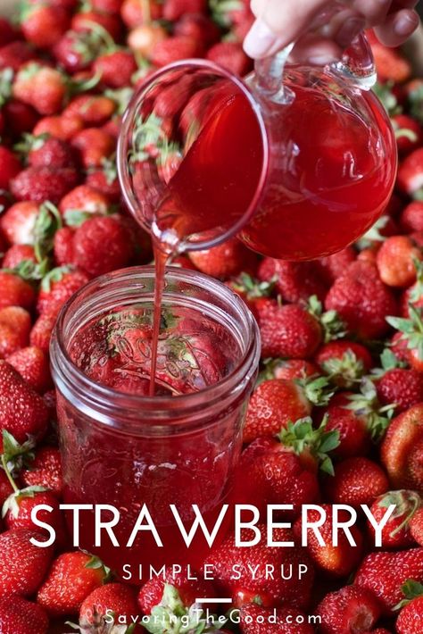 Strawberry Simple Syrup Recipe, Strawberry Syrup Recipes, Pineapple Cheese, Strawberry Soup, Cold Soup Recipes, Simple Syrup Recipe, Strawberry Simple Syrup, Rhubarb Syrup, Strawberry Rhubarb Crisp