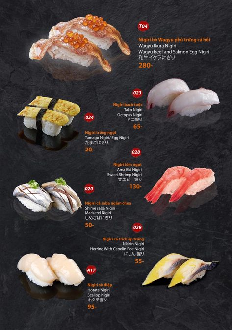 Sushi Advertising, Menu Sushi, Sushi Menu, Nigiri Sushi, Graphic Design Infographic, Design Infographic, Sushi Roll, Sushi Rolls, Menu Design