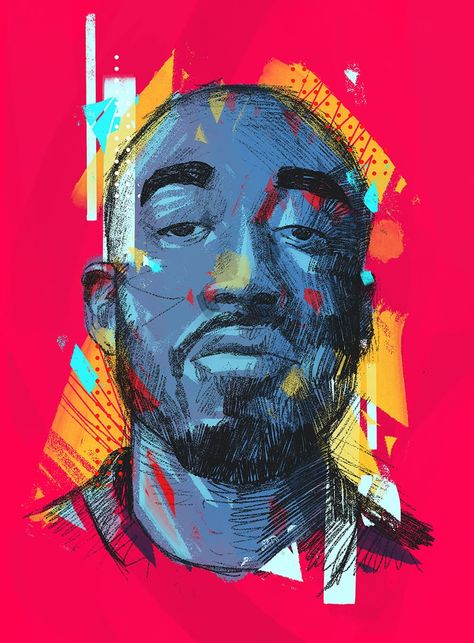 Amazing Portrait Illustrations by Arunas Kacinskas - 12 Graphic Portrait Illustration, Colorful Portrait Drawing, Rapper Illustration, Cmyk Art, Potrait Painting, Futurism Art, Hip Hop Artwork, Illustration Advertising, Illustrations Art