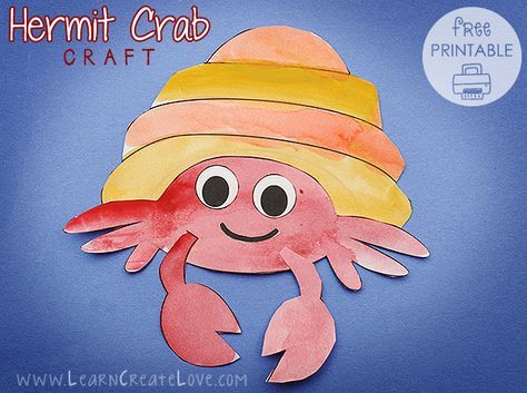 Crab Craft Preschool, Hermit Crab Craft, Crab Printable, Hermit Crab Crafts, Crab Craft, Ocean Craft, Crab Crafts, Ocean Ideas, Early Childhood Literacy