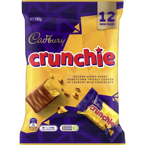 Cadbury Halloween Crunchie Chocolate Sharepack 12 Pack 180g | Woolworths Crunchie Chocolate, Cadbury Crunchie, Bar Treats, Crunchie Bar, Cadbury Milk Chocolate, Mini Bars, Milk Protein, Nutrition Information, Mini Bar