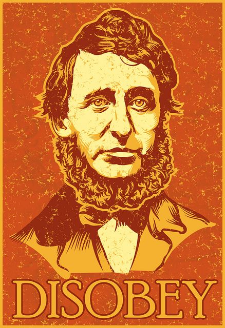 Henry David Thoreau  "Thoreau's philosophy of civil disobedience later influenced the political thoughts and actions of such notable figures as Leo Tolstoy, Mohandas Gandhi, and Martin Luther King, Jr." Wikipedia The Wander Society, Civil Disobedience, Henry David Thoreau, Personalized Posters, Propaganda Posters, Make Your Own Poster, Martin Luther King, Bumper Stickers, Portrait Tattoo