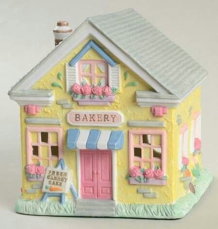 Clay Doll House, Clay Bakery, Ceramic Cottage, Porcelain House, Cottage Bakery, Cute Bakery, Clay House, Pottery Houses, Diy Crafts For Girls