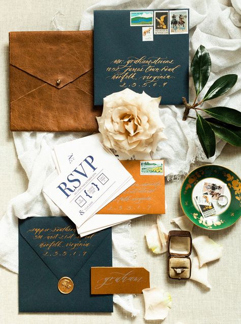 Leather Wedding Invitations, Bachelor Party Invitations, Wedding Invitation Ideas, Country Wedding Invitations, Leather Wedding, Vintage Postage Stamps, Beach Wedding Invitations, Invitation Inspiration, Wedding Tattoos