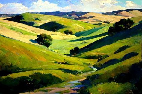 Rolling Hills Painting, Rolling Hills Landscape, Hills Painting, Hills Landscape, Landscape Study, Irish Landscape, Nature Color Palette, Nature Background, Gcse Art