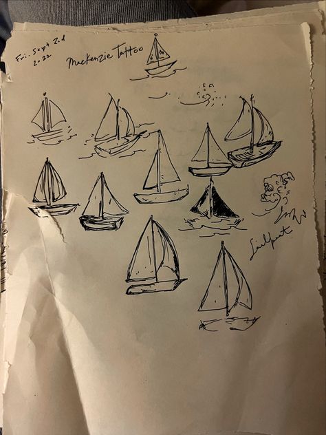 Sail Boat Tattoo Minimal, Coastal Tattoos Men, Sailboat Sketch Simple, Nantucket Tattoo, Maine Tattoo Ideas Simple, Little Boat Tattoo, Coastal Drawings, Sail Boat Tattoo, Sail Boat Drawing