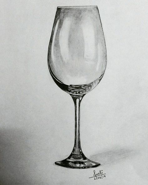 Wine Glass Drawing Pencil, Glass Cup Drawing, Glass Of Wine Drawing, Drawing On Cups Ideas, Drawing On Cups, Wine Glass Sketch, Spoon Drawing, Drawing Cup, Wine Glass Drawing