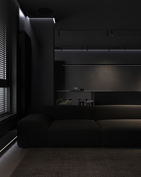 fnt1 :: Behance Dark Room Aesthetic, Minimalist Interior Decor, Dark Interior Design, Z Design, Dark Living Rooms, Black Interior Design, Real Estate Ideas, A Dark Room, Grey Interior