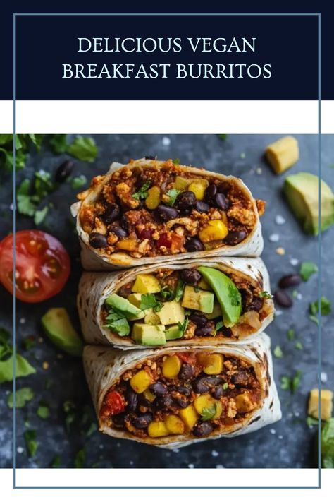 Start your day with a burst of flavor and nutrition! These scrumptious vegan breakfast burritos are packed with vibrant vegetables, protein-rich beans, and zesty spices, making them a perfect healthy morning meal. They're easy to prepare ahead of time, easily customizable to suit your tastes, and provide that much-needed plant-based energy to kickstart your day! Whether you're a seasoned vegan or just exploring plant-based recipes, these burritos will become a go-to in your breakfast rotation. Make your mornings fun and healthy! Protein Rich Vegan Breakfast, Vegan Breakfast Buffet, Breakfast Rotation, Burrito Ingredients, Vegan Tortilla, Vegan Breakfast Burrito, Vegan Burrito, Vegan Breakfast Easy, Gluten Free Tortillas