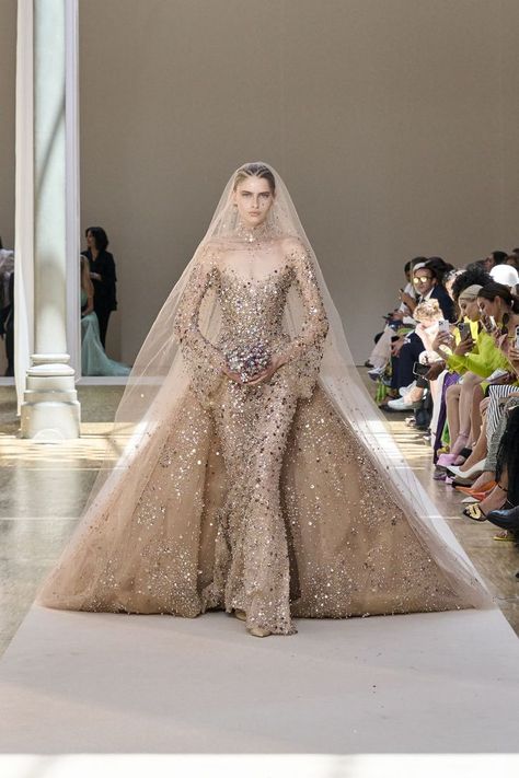 Elie Saab Wedding Dress, Beige Wedding Dress, Elie Saab Bridal, 4 Princess, Wedding Dresses Whimsical, Elie Saab Haute Couture, Haute Couture Wedding Dress, Couture Bridal Gowns, Beige Wedding