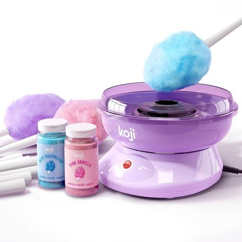 The Koji Cotton Candy Maker Set is the perfect addition to any home kitchen or party! Our easy-to-use machine is designed to make delicious, fluffy cotton candy in just minutes, so you can enjoy the sweet taste of nostalgia anytime you want. The Koji Cotton Candy Machine is made with durable, high-quality materials to ensure that it lasts for years of use. Its compact size makes it easy to store and the stylish design looks great in any kitchen. With the Koji Cotton Candy Machine, you can make p Candy Party Centerpieces, Cotton Candy For Birthday Party, Cotton Candy Machine Party, Mermaid Cotton Candy, Homemade Cotton Candy Without Machine, Mini Cotton Candy Machine, Cotton Candy Toys, Pink Cotton Candy Machine, Cotton Candy Machine Accessories