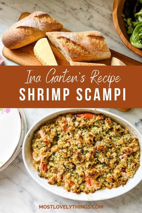 Ina Garden Shrimp Scampi, Ina Garden Shrimp, Ina Garten Shrimp Scampi, Ina Garten Shrimp, Green Beans With Shallots, Ina Garden, Baked Shrimp Scampi, Shrimp Scampi Recipe, Ina Garten Recipes