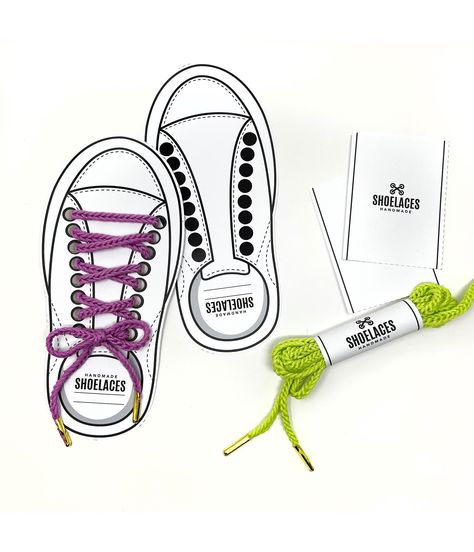 PRINTABLE Shoelace Display Cards Wrap label - Digital PDF - cut out sneaker template for handmade shoelaces, packaging for crochet laces Shoelace Packaging Design, Sneaker Displays, Market Display, Macrame Lace, Market Displays, Packaging Product, Printable Tags, Display Cards, Card Tags