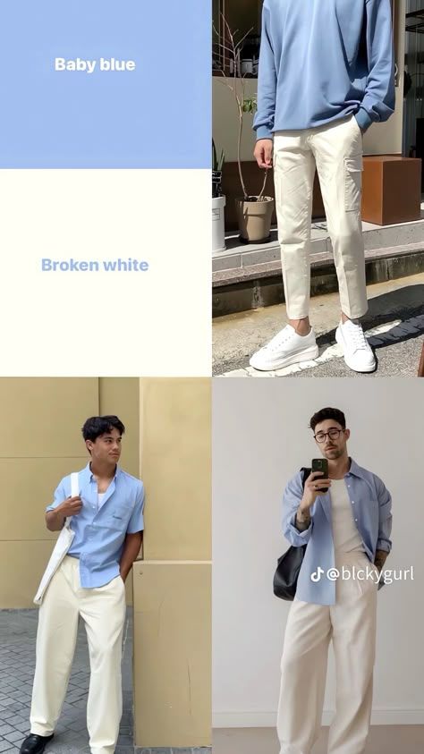 Men Cloth Color Combination, Men Outfit Combo, Colour Combos Outfit Men, Color Theory Outfits, Men Color Combination Outfits, Color Combinations For Clothes For Men, Color Combos Outfit Men, Blue Outfit Aesthetic Men, Best Color Combinations Outfits