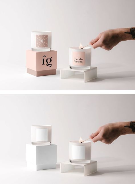 Candles with Box Mockup — www.mrmockup.com #free #freebie #mockup #psd #photoshop #identity #branding #candles #candlemockup #boxmockup #candleboxmockup #design #download Candle Decoration Ideas, Mockup Graphic Design, Candle Box Design, Candle Logo Design, Realistic Candles, Candle Designs, Graphic Design Freebies, Candle Mockup, Candle Logo