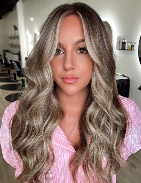 Bronde Hair with Ash Blonde Highlights Brown Hair Ash Blonde Highlights, Ash Brown Hair With Blonde Highlights, Ash Blonde Hair Highlights, Popular Hair Colors 2024, Sandy Hair Color, Ash Blonde Highlights On Dark Hair, Ash Blonde Hair Color Ideas, Ashy Brown Hair, Ash Blonde Hair Color